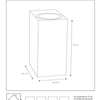 Lucide ZARO moderne wandlamp Zwart, 2xGU10 35W, 220-240V, IP44 buiten binnen aluminium vierkant design