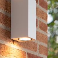 Lucide ZARO LED wandlamp binnen buiten, 2xGU10, IP44, Wit aluminium modern design