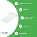 Panneau LED LCB 120x60cm 3000k 60w 7200 lumens incl driver
