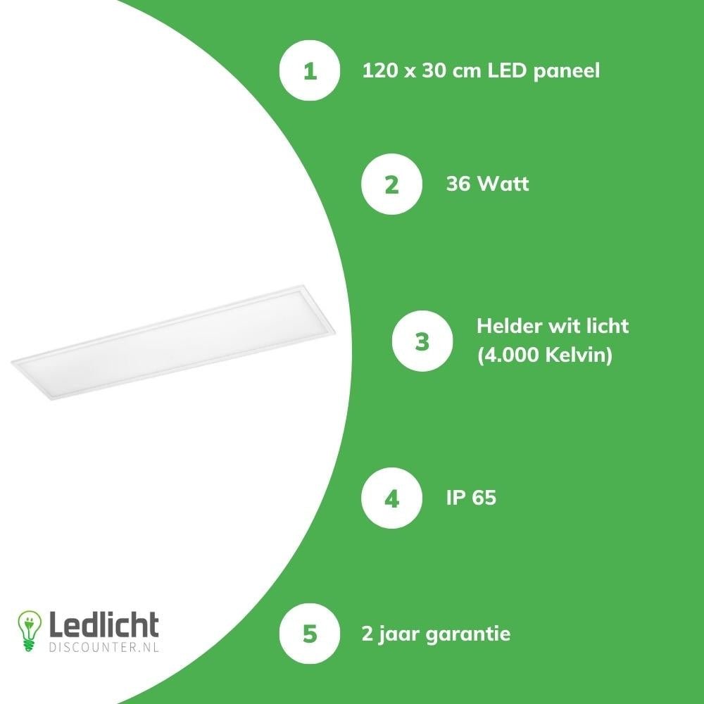 Panneau LED Tsong 120x30cm ip65 résistant à l'humidité pro ligne mince 36w 4320 lumens 4000k blanc froid