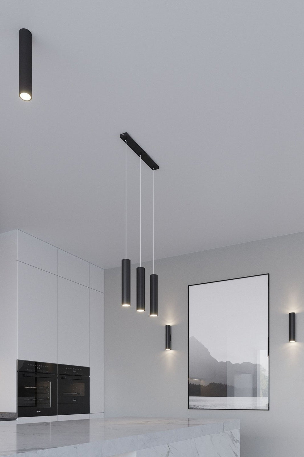 Suspension LED Aigostar noire LOOPEZ 2xGU10, corps en aluminium, 220-240V, IP20, CE RoHS