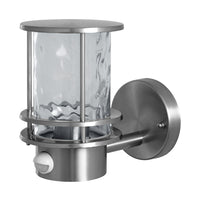 Ledvance ENDURA Classic Post Sensor Up E27 roestvrijstalen buitenwandlamp IP44 met bewegings- en lichtsensor