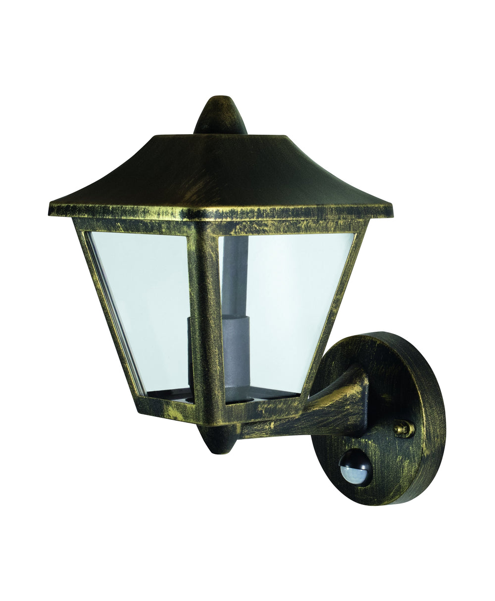 Ledvance ENDURA Classic Tradition Up Sensor Wandlamp E27 Goud Zwart Buiten IP44 Gietaluminium