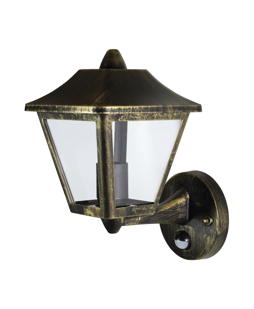Ledvance ENDURA Classic Tradition Up Sensor Wandlamp E27 Goud Zwart Buiten IP44 Gietaluminium