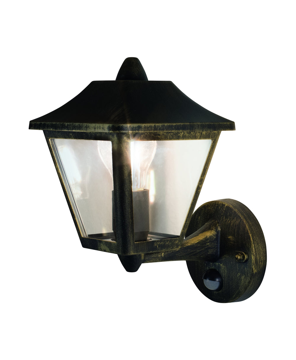 Ledvance ENDURA Classic Tradition Up Sensor Wandlamp E27 Goud Zwart Buiten IP44 Gietaluminium