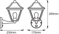 Ledvance ENDURA Classic Tradition Up Sensor Wandlamp E27 Goud Zwart Buiten IP44 Gietaluminium