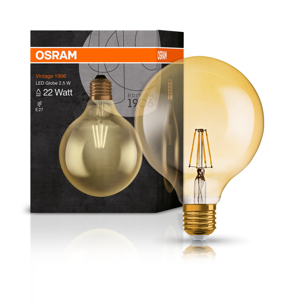 Ledvance Vintage 1906 Globe LED E27 2.5W 2400K Verre doré 220 lumens IP20 non dimmable