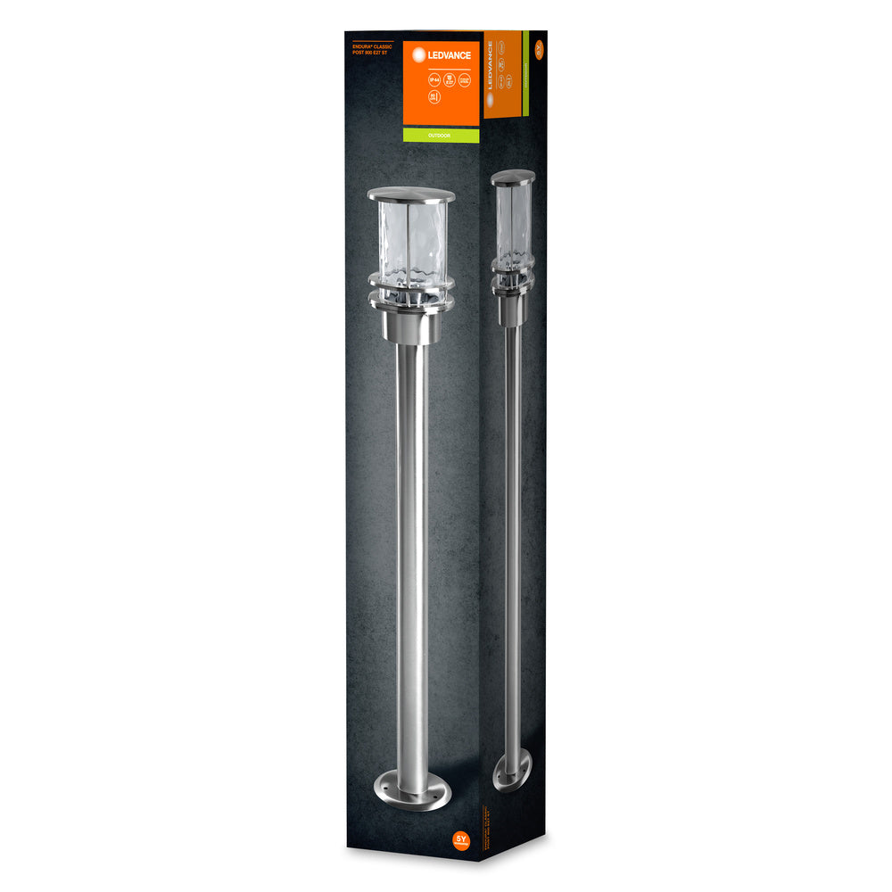Ledvance ENDURA Classic Post 80cm E27 Lampe de chemin extérieure en acier inoxydable LED IP44
