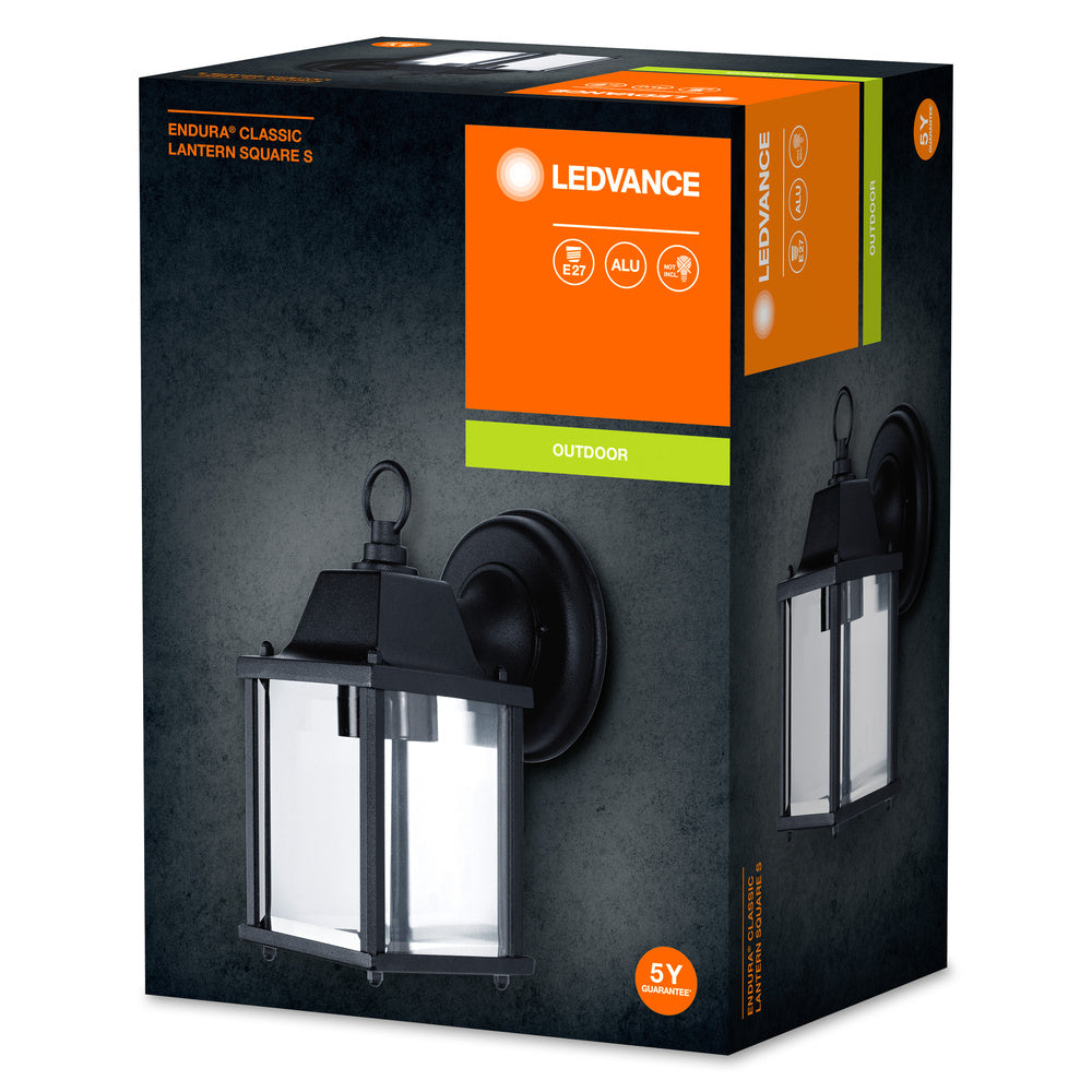 Ledvance ENDURA Classic Lanterne Carrée S E27 applique murale extérieure Noir IP43 aluminium moulé sous pression