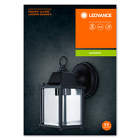 Ledvance ENDURA Classic Lantaarn Vierkant S E27 buitenwandlamp Zwart IP43 gegoten aluminium