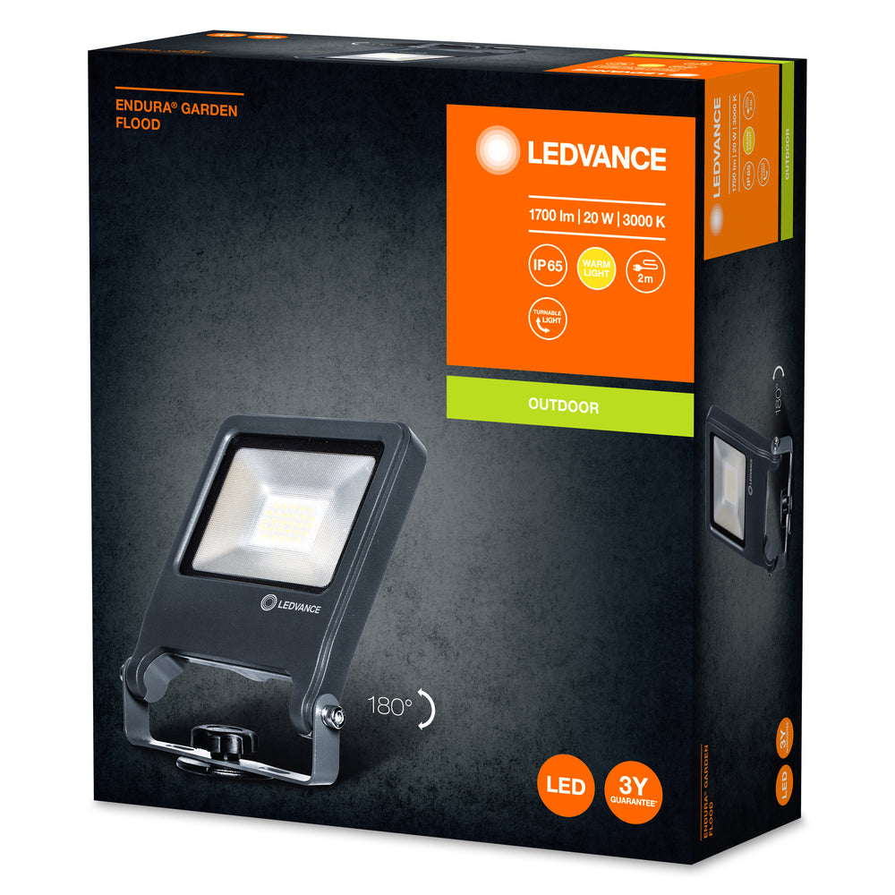 Ledvance ENDURA Garden Flood Spike LED Buitenlamp 20W 3000K 1700 lumen IP65 Donkergrijs