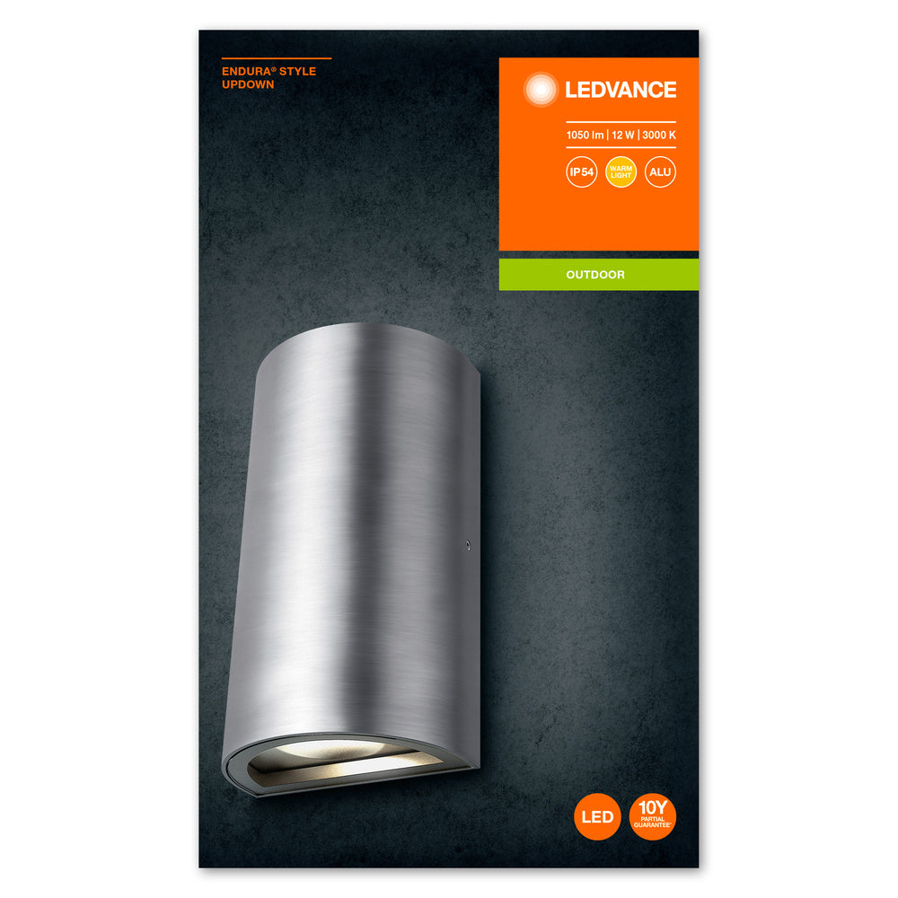 Ledvance ENDURA STYLE UpDown LED Wandlamp 12W 3000K 700 lumen IP44 Aluminium Buiten Opbouw