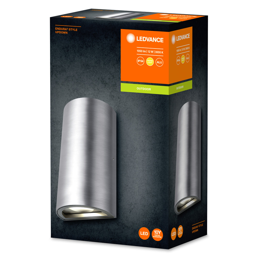 Applique murale LED Ledvance ENDURA STYLE UpDown 12W 3000K 700 lumens IP44 Aluminium Montage en surface extérieur