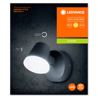 Ledvance ENDURA Style Midi Spot I LED wandlamp 13.5W 3000K 800 lumen IP44 Donkergrijs buiten
