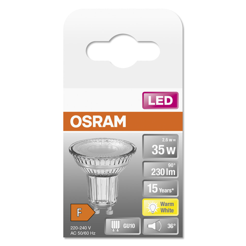 Ledvance LED Spot GU10 2.6W 2700K 230 lumen 36° Zilver Plafond- of Wandmontage IP20
