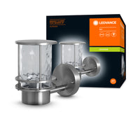 Ledvance ENDURA Classic Post Sensor Up E27 roestvrijstalen buitenwandlamp IP44 met bewegings- en lichtsensor