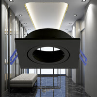 Braytron GU10 inbouw LED spot vierkant 82x82mm Zwart aluminium IP20 35W max zaagmaat 70mm