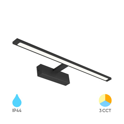 Applique miroir LED Braytron 12W Noir 600mm CCT 3-en-1 220-240V IP44 900 lumens Aluminium