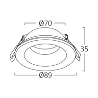 Spot encastré LED Braytron 7W IP54 Aluminium Noir découpe 89mm 70mm éclairage intérieur