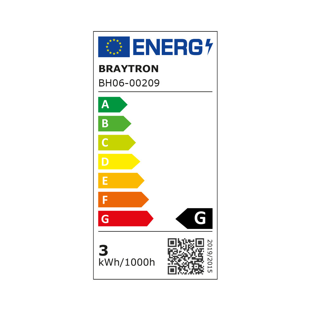 Projecteur LED Braytron 3W 3000K 210 lumens IP54 >80CRI faisceau 38° non-dimmable 220-240V blanc chaud