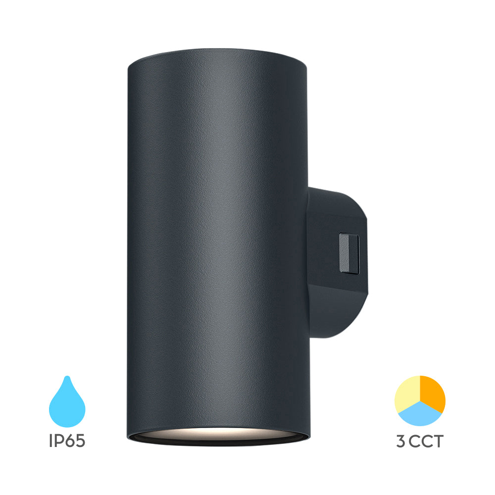 Braytron LED wandlamp 2x9W 3-in-1 CCT 1780 lumen Grijs IP65 IK08 buitenverlichting