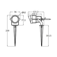 Braytron 9W lumière à piquet extérieure, IP65, LED, ambre, angle de faisceau de 60°, corps en aluminium