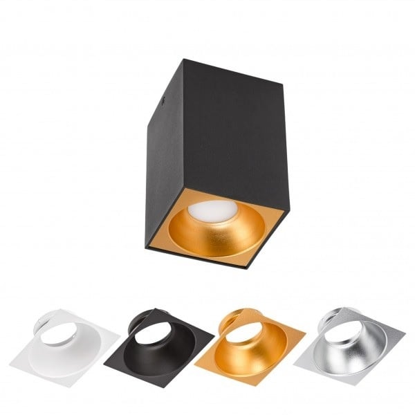 LED plafondspot - Cube Mat Zwart 95x95x138 mm - Excl. LED Spot