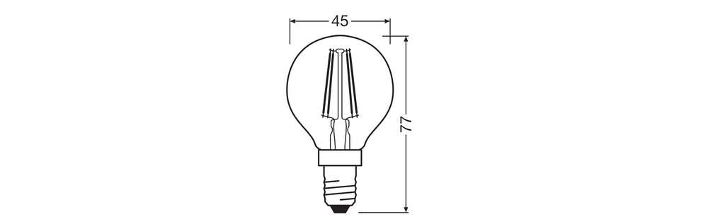 Klassieke LED E14 filamentlamp helder 4W 470 lumen 2700K zeer warm wit vervangt 40W