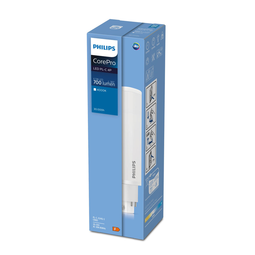 Philips CorePro LED PLC G24q-1, 5.5W 4000K 660 lumen, koel wit, IP20, niet-dimbaar, 120° straal