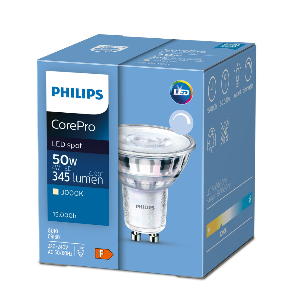 Philips CorePro LED Spot MR16 GU5.3 2.9W Équiv 20W Blanc Chaud 2700K 230 lumens Faisceau 36° Non-Variable