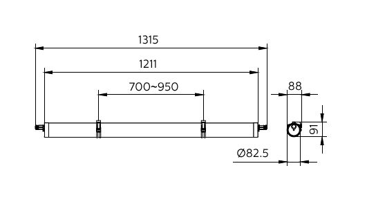 Philips CoreLine WT210C LED waterdichte armatuur, 39W 4000K 5000 lumen, IP68 IK10, 1315mm polycarbonaat behuizing