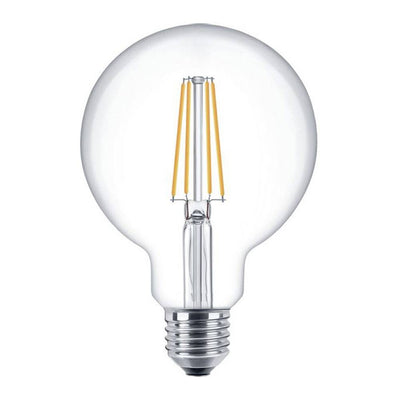 LCB lampe à filament LED E27 10.5W 3000K blanc chaud, puce Philips, CRI 80, IP20, forme globe, CE RoHS