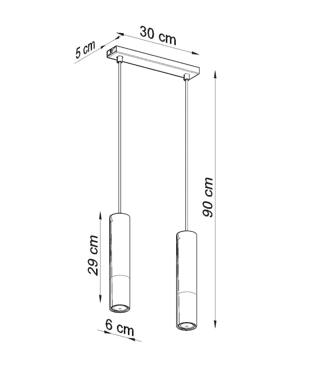 LED Hanglamp zwart chrome LOOPEZ - 2 x GU10 aansluiting