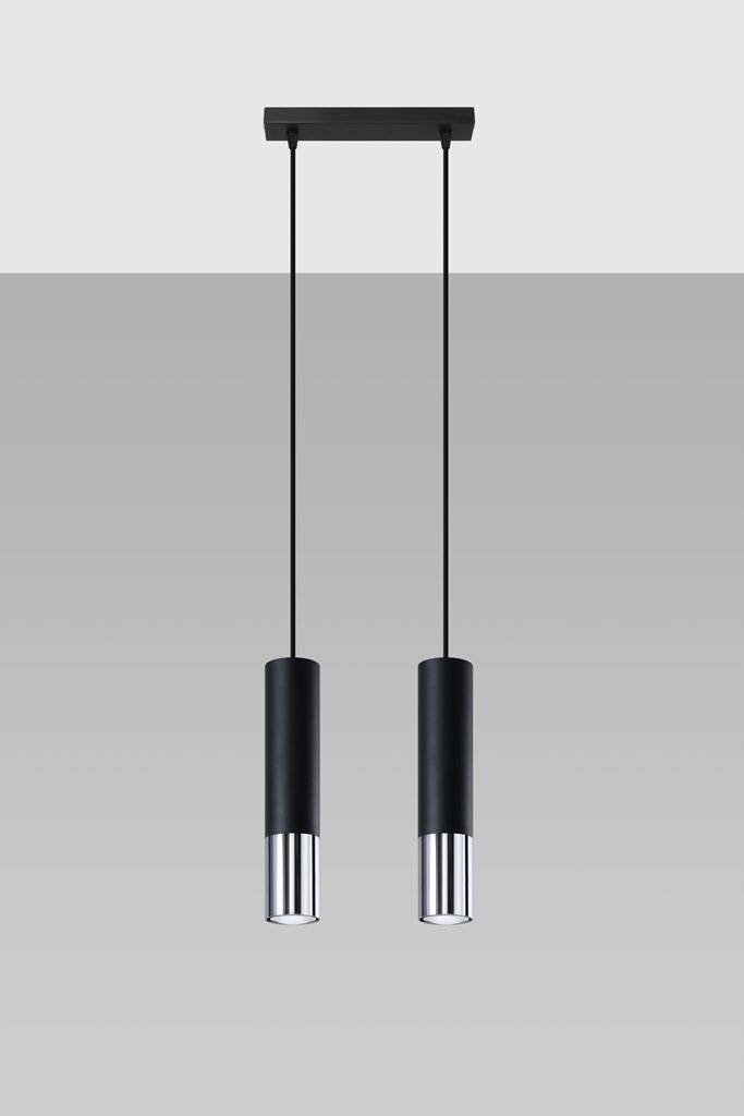 LED Hanglamp zwart chrome LOOPEZ - 2 x GU10 aansluiting