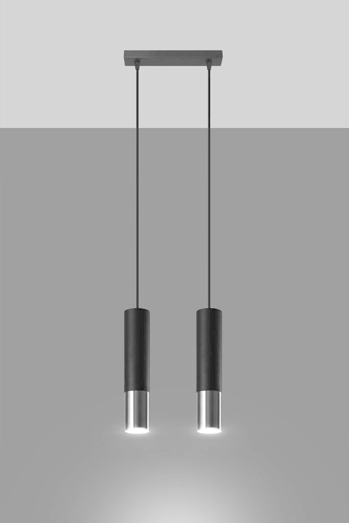 LED Hanglamp zwart chrome LOOPEZ - 2 x GU10 aansluiting