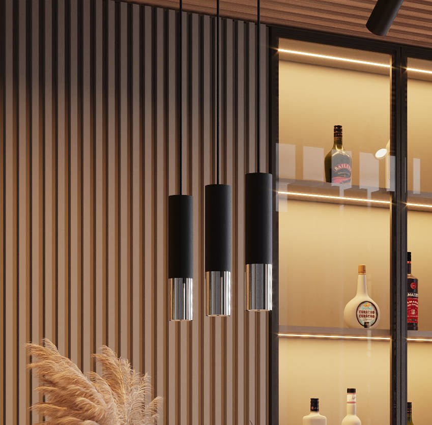 LED Hanglamp zwart chrome LOOPEZ - 3 x GU10 aansluiting