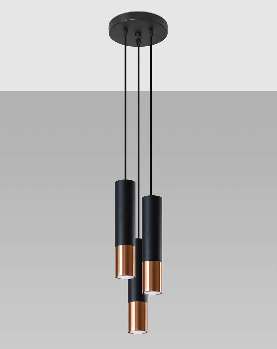 LED Hanglamp zwart koper LOOPEZ - 3 x GU10 aansluiting