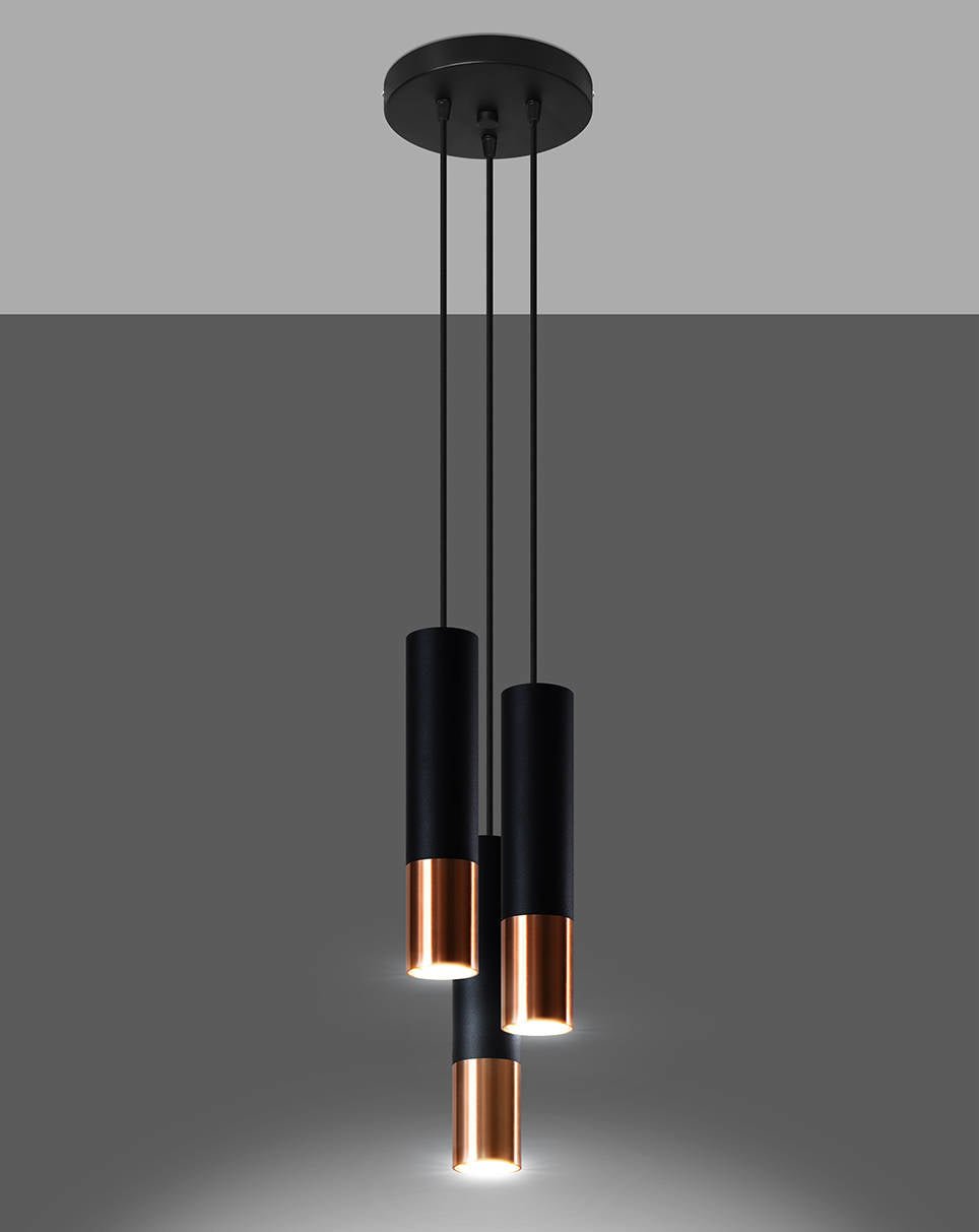 LED Hanglamp zwart koper LOOPEZ - 3 x GU10 aansluiting
