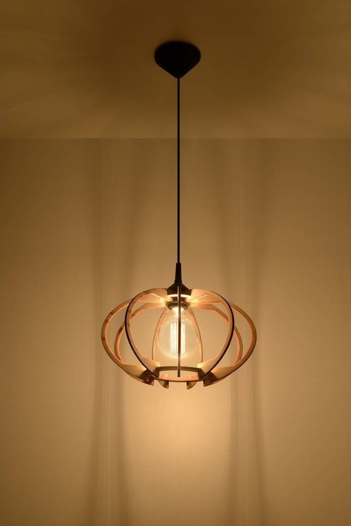 LED Hanglamp hout MANDELINO - 1 x E27 aansluiting 