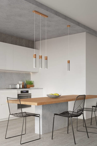LED Hanglamp beton hout ZANE - 3 x GU10 aansluiting