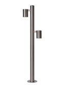 Lampe de borne d’extérieur Lucide ARNE-LED, 2x5W GU10 LED 2700K, IP44, finition acier inoxydable chrome satiné