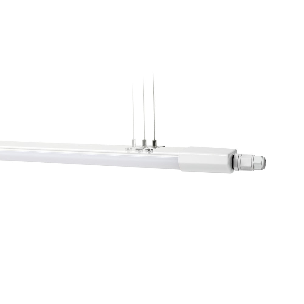 Luminaire LED Spectrum 150cm 45W 4000K IP65 5150 lumens montage plafond ou suspension Blanc