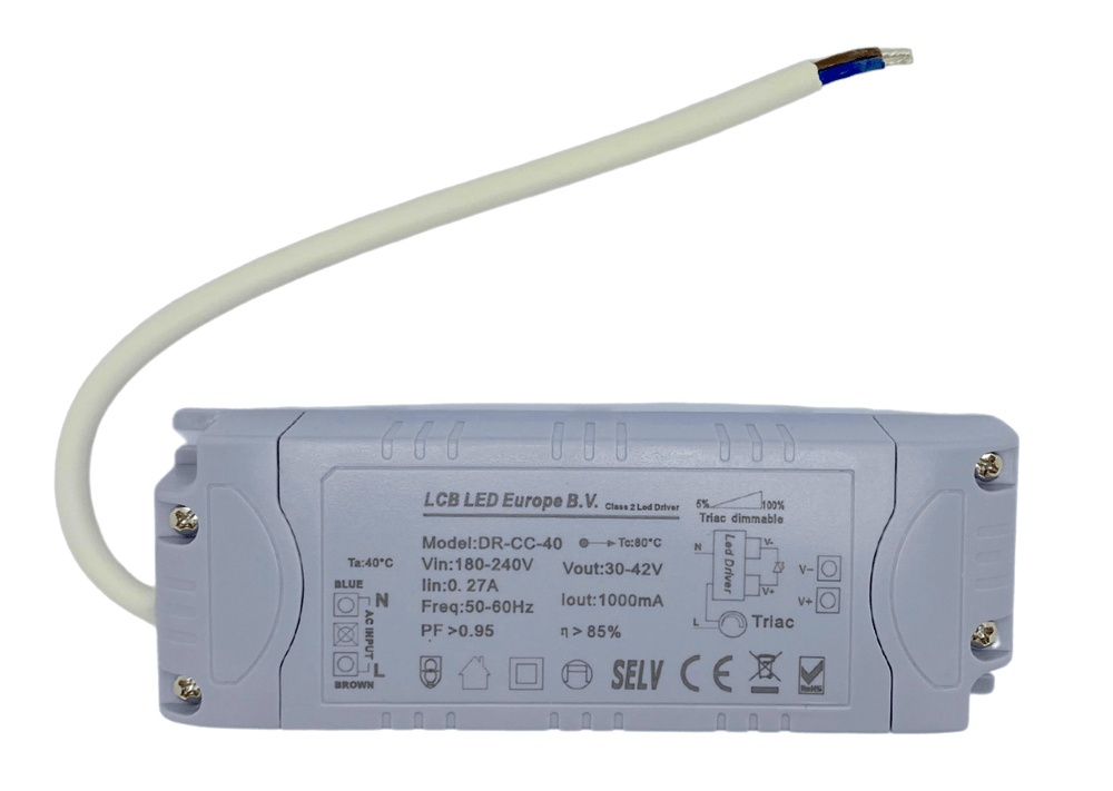 Pilote LED dimmable Lcb pour panneau LED 36W/40W, 30-42V 1000mA, IP20, découpe de phase triac