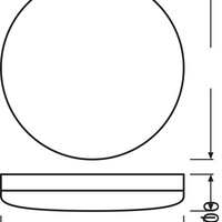 LED bulkhead plafond- of wandlamp, Wit, IP65 IK10, 24W 1800 lumen, 3000K warm wit, Ø300mm