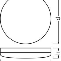 LED bulkhead plafond- of wandlamp, Wit, IP65 IK10, 24W 1800 lumen, 3000K warm wit, Ø300mm