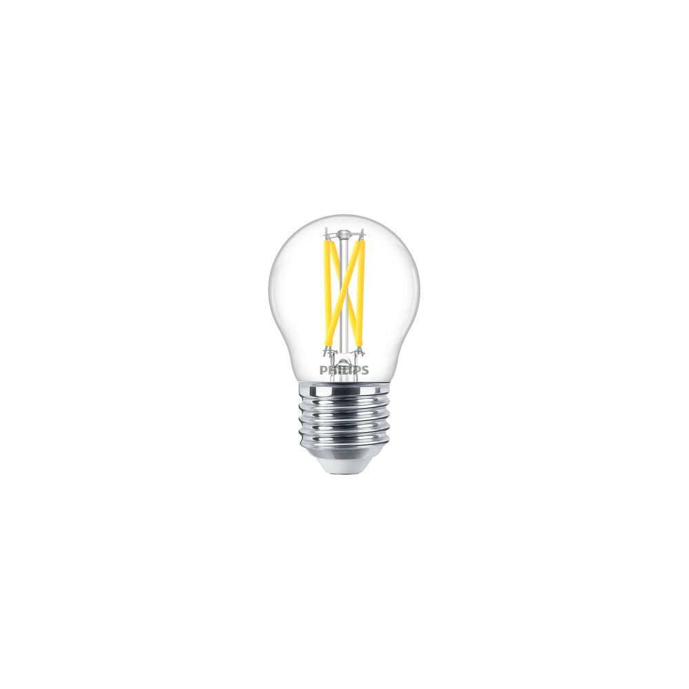 Philips MAS LEDLuster 2.5W E27 P45 Ampoule en Verre Transparent, 2200K-2700K Warm Glow, 340 lumens, CRI 90, Gradable