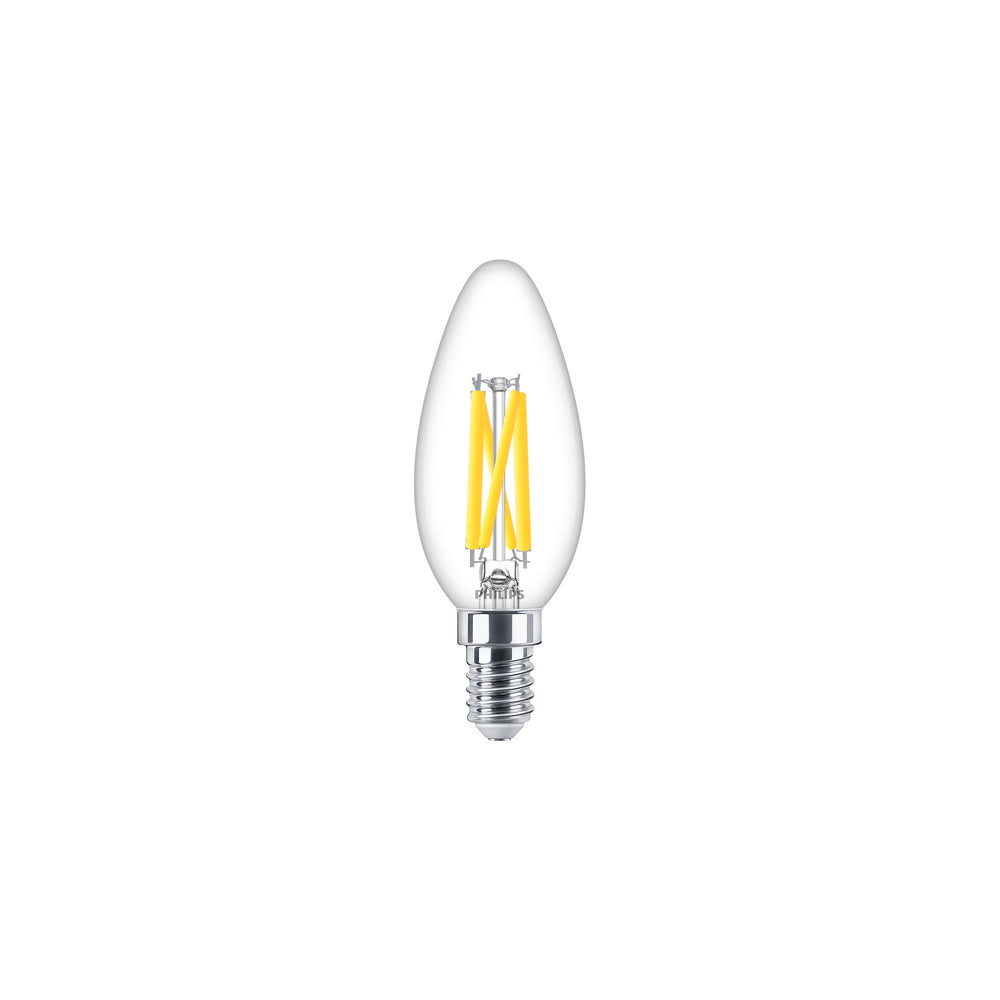 Philips LED Kaars 3.4W E14 B35 Helder Warm Glow 2200-2700K dimbaar 470 lumen 90CRI glazen lamp