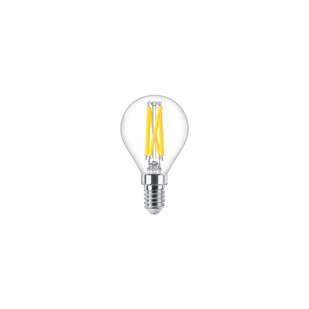 Philips MAS LEDLuster E14 P45 Ampoule en verre transparent 5.9W=60W 220-240V 2200K-2700K 806 lumens 90CRI Variable