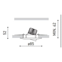 Spot encastré LED LCB 10.5W 3000K 220-240V IP20 CRI 80 puce Philips sans scintillement CE RoHS découpe 83mm