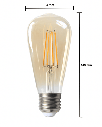 LCB LED filamentlamp E27 ST64 6W 2200K extra warm wit licht